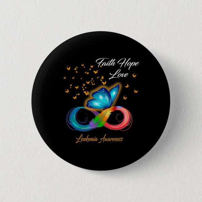 Badge Rond 5 Cm Foi papillon Espoir Aimer Leucémie Sensibilisation (Devant)