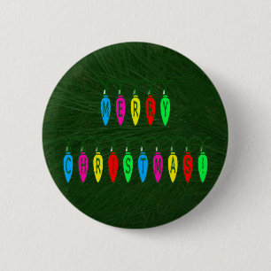 Badge Rond 5 Cm Font coloré Joyeux Feux Noël