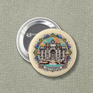 Badge Rond 5 Cm Fontaine Murmurante Roma 