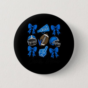 Badge Rond 5 Cm Football Coquette Bow Cheval Maman Blue