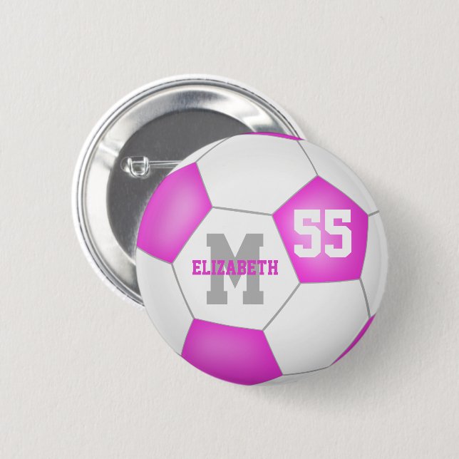 Badge Rond 5 Cm football féminin blanc rose personnalisée (Devant & derrière)