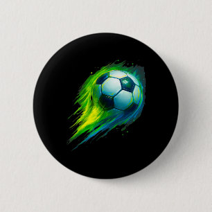 Badge Rond 5 Cm Football Ll Effet Coloré Tie Dye Vert Jaune Bleu
