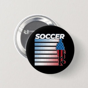 Badge Rond 5 Cm Football Masculin Rouge Blanc Bleu