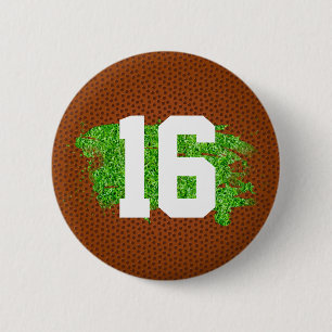 Badge Rond 5 Cm Football Pigskin Turf Numéro Sport Team Spirit