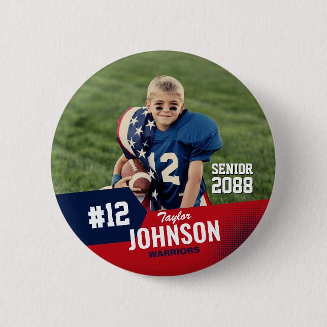 Badge Rond 5 Cm Football Player Senior Night Custom Sports (Devant)