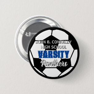 Badge Rond 5 Cm Football Varsity personnalisé Esprit Lycée Bleu