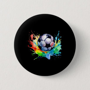 Badge Rond 5 Cm Footbyll Aquarelle Football Byll Artsy Éclaboussur