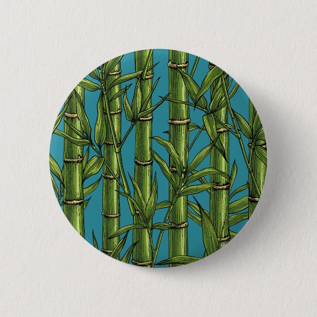 Badge Rond 5 Cm Forêt de bambou sur bleu (Devant)