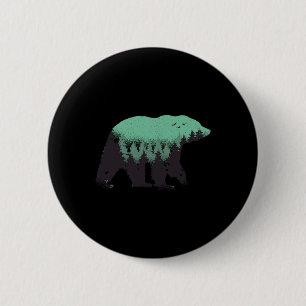 Badge Rond 5 Cm Forêt d'ours Nature Grizzly Randonnée Chasse en pl