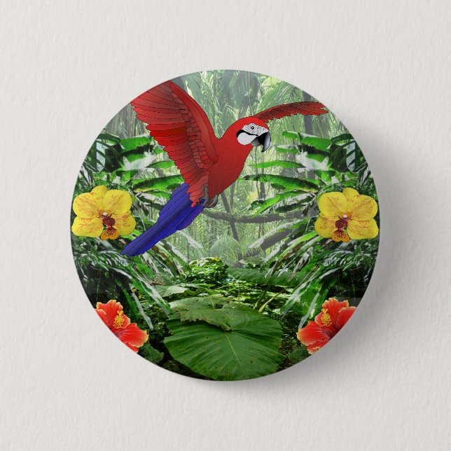 Badge Rond 5 Cm Forêt tropicale tropicale (Devant)
