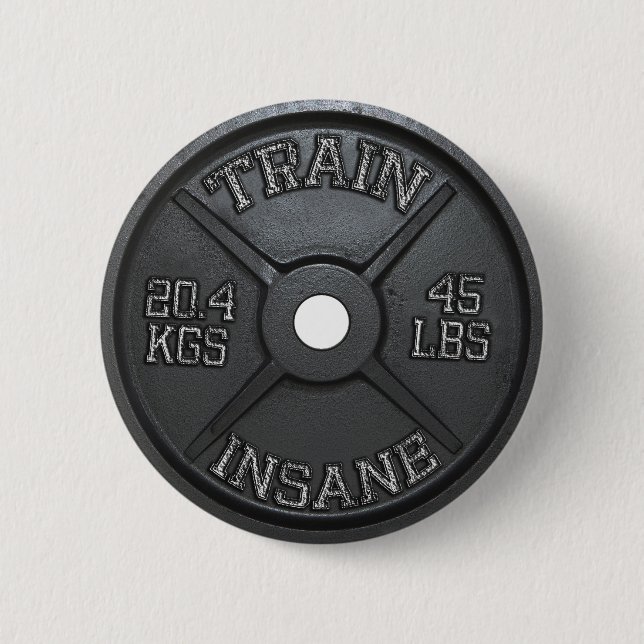 Badge Rond 5 Cm Formation fou (Barbell Plate) Motivation (Devant)