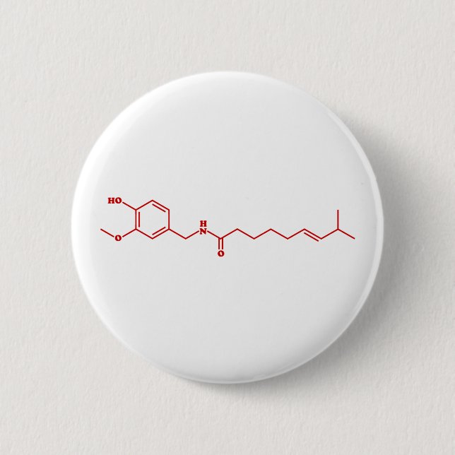 Badge Rond 5 Cm Formule chimique moléculaire Chili Capsaicin (Devant)