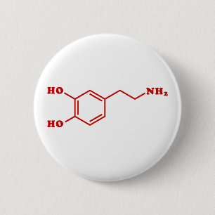 Badge Rond 5 Cm Formule chimique moléculaire de dopamine