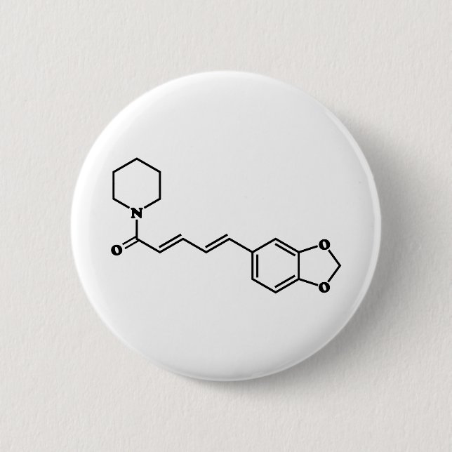 Badge Rond 5 Cm Formule chimique moléculaire de poivre noir Piperi (Devant)