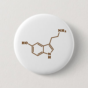 Badge Rond 5 Cm Formule chimique moléculaire de sérotonine