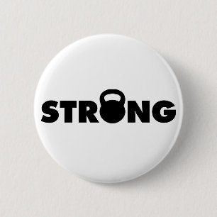 Badge Rond 5 Cm FORT - Kettlebell entraînement Motivation