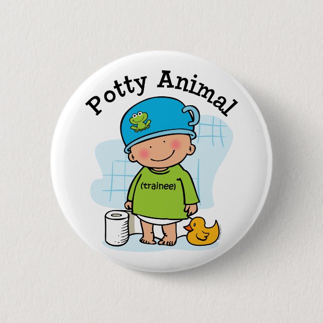 Badge Rond 5 Cm Fou bouton animal de garçon (Devant)