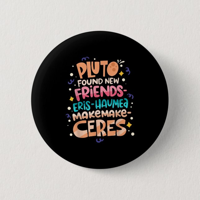 Badge Rond 5 Cm Found New Friends Funny Science Quotes Planets  (Devant)