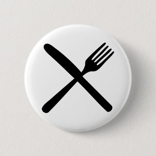 Badge Rond 5 Cm fourche à couverts et couteau croisés