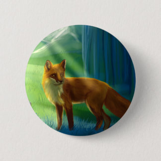 Badge Rond 5 Cm Fox dans la forêt