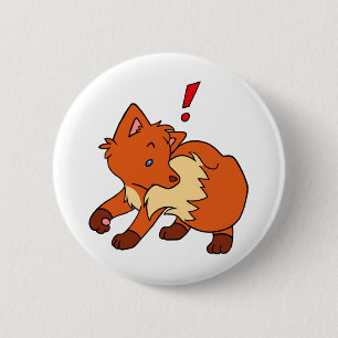 Badge Rond 5 Cm Fox effrayé