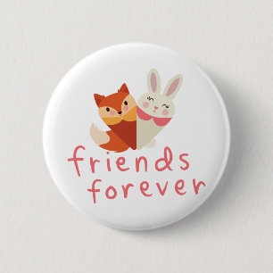 Badge Rond 5 Cm Fox et Rabbit Meilleur ami