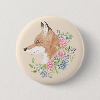 Badge Rond 5 Cm Fox floral