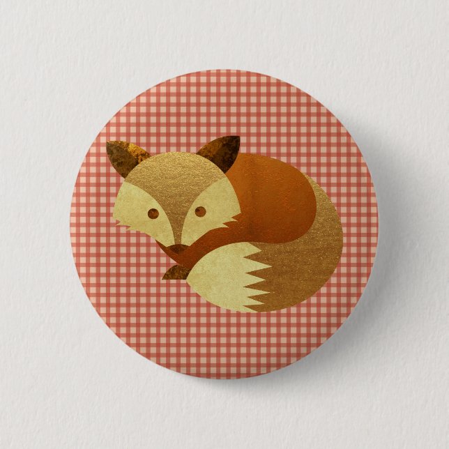 Badge Rond 5 Cm Fox mignon d'automne (Devant)