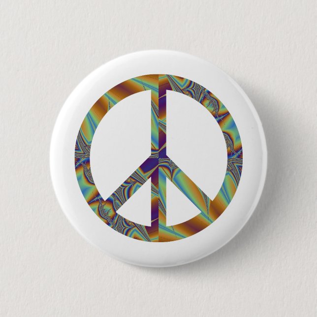 Badge Rond 5 Cm Fractale 001 géométriques de signe de paix (Devant)