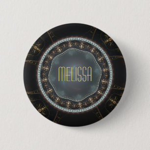 Badge Rond 5 Cm Fractale métallique ornée Steampunk personnalisée