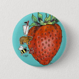 Badge Rond 5 Cm Fraise