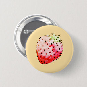 Badge Rond 5 Cm fraise d'aquarelle jaune