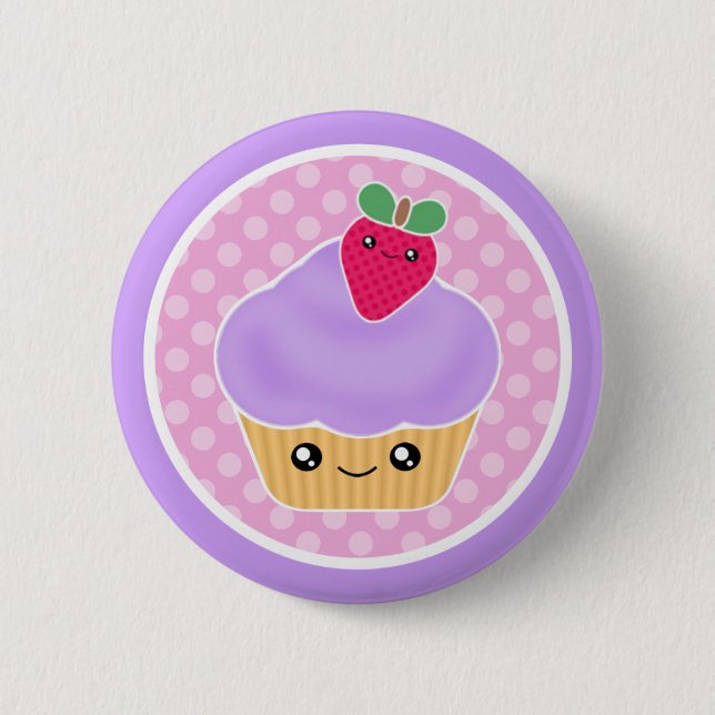 Badge Rond 5 Cm Fraise de petit gâteau de Kawaii (Devant)