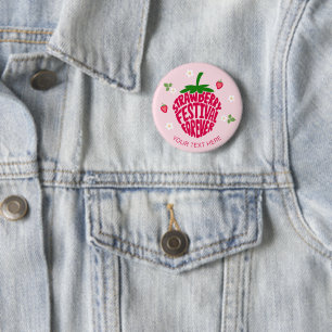 Badge Rond 5 Cm Fraise Festival Forever Cute Personnalisable