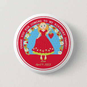 Badge Rond 5 Cm Fraise Fête d'anniversaire fille