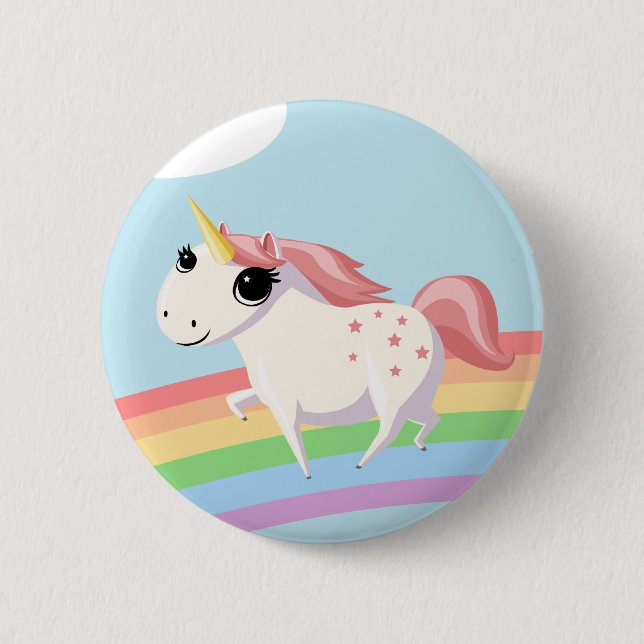 Badge Rond 5 Cm Fraise la licorne (Devant)
