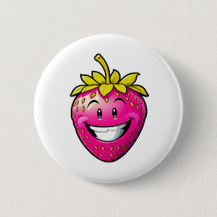 Badge Rond 5 Cm Fraise rose