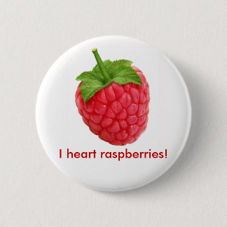 Badge Rond 5 Cm Framboises du coeur I !