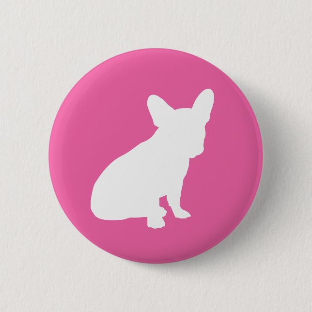 Badge Rond 5 Cm Français Baby shower Buldog Français Rose (Devant)