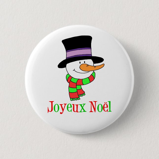 Badge Rond 5 Cm Français Noël Snowman Joyeux Noel (Devant)