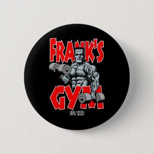 Badge Rond 5 Cm Frankenstein Gym Funny Bodybuilding Fitness Workou