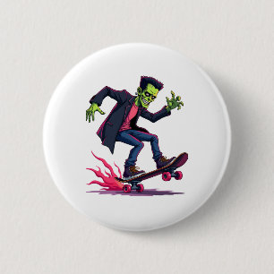 Badge Rond 5 Cm Frankenstein Skate - Cool Halloween Streetwear Sh