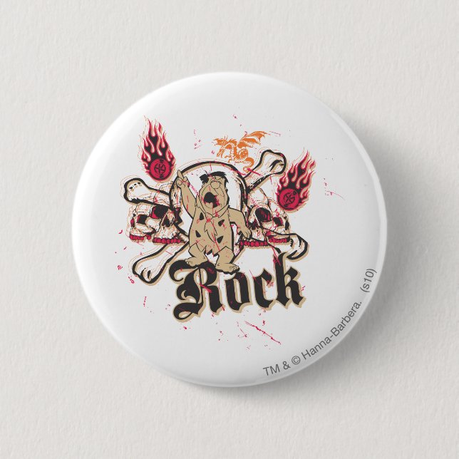 Badge Rond 5 Cm Fred Flintstone Rock (Devant)