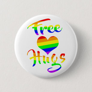 Badge Rond 5 Cm Free Hugs LGBTQ+ Pride