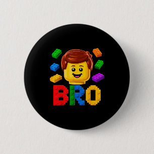 Badge Rond 5 Cm Frère de famille maître constructeur brique de con