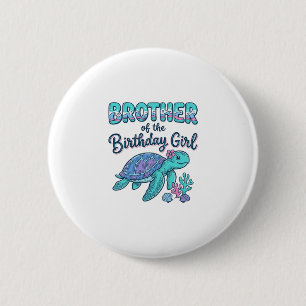 Badge Rond 5 Cm Frère de la chemise de tortue de mer de la fille d
