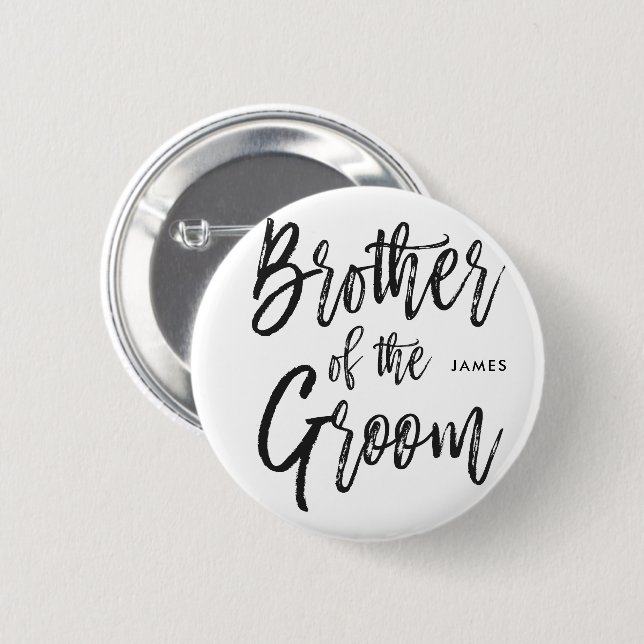 Badge Rond 5 Cm Frère du style de manuscrit du marié | (Devant & derrière)