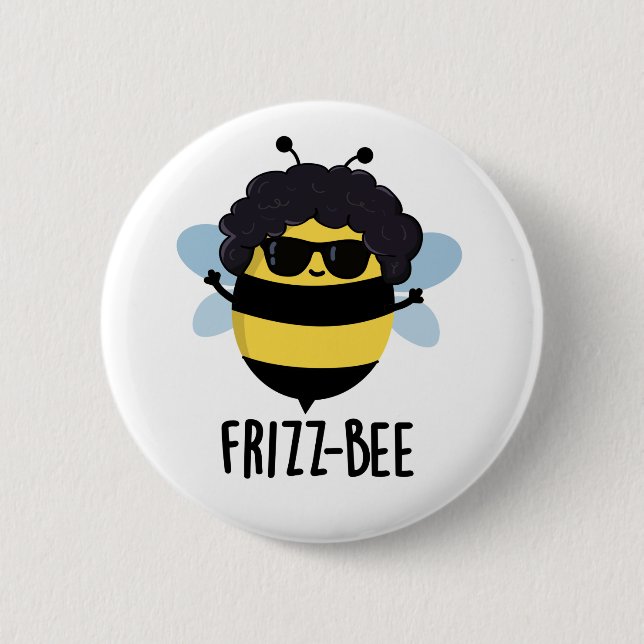 Badge Rond 5 Cm Frizz-Bee Funny Afro Bee Pun (Devant)