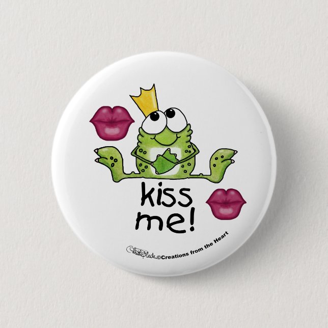 Badge Rond 5 Cm Frog Prince m'embrasse (Devant)