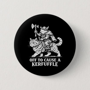 Badge Rond 5 Cm Frogue à cheval sur un chat médiéval pour causer u